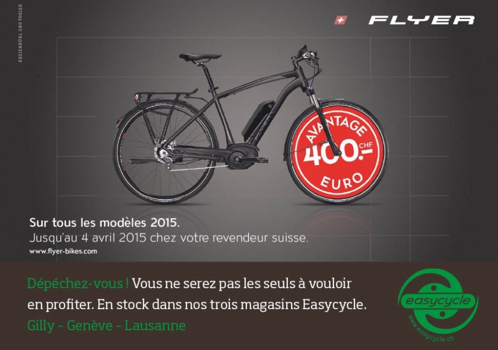 Chf. 400.- d'Euro bonus sur un mod&egrave;le Flyer jusqu'au 4 avril 2015 !